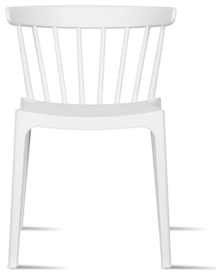 Dining Elbow Side Chair, Plastic Indoor/Outdoor Stackable Slat Back Patio Chair, White