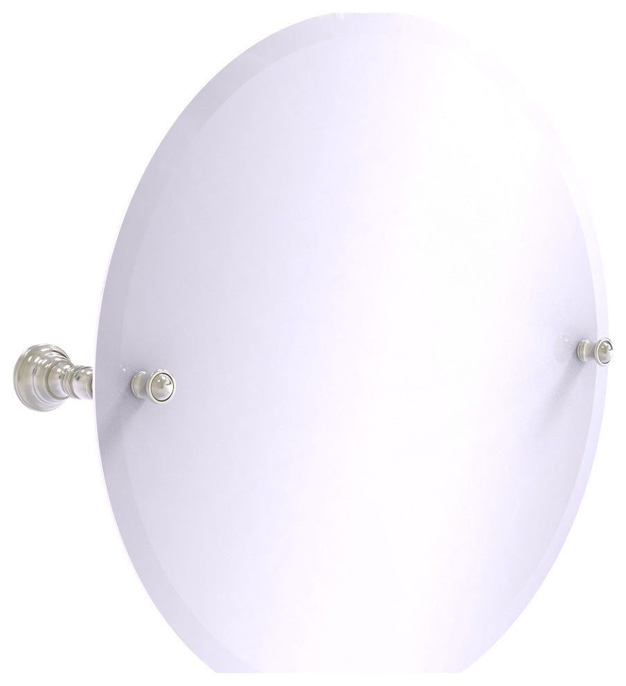 Carolina Frameless Round Tilt Mirror with Beveled Edge, Satin Nickel