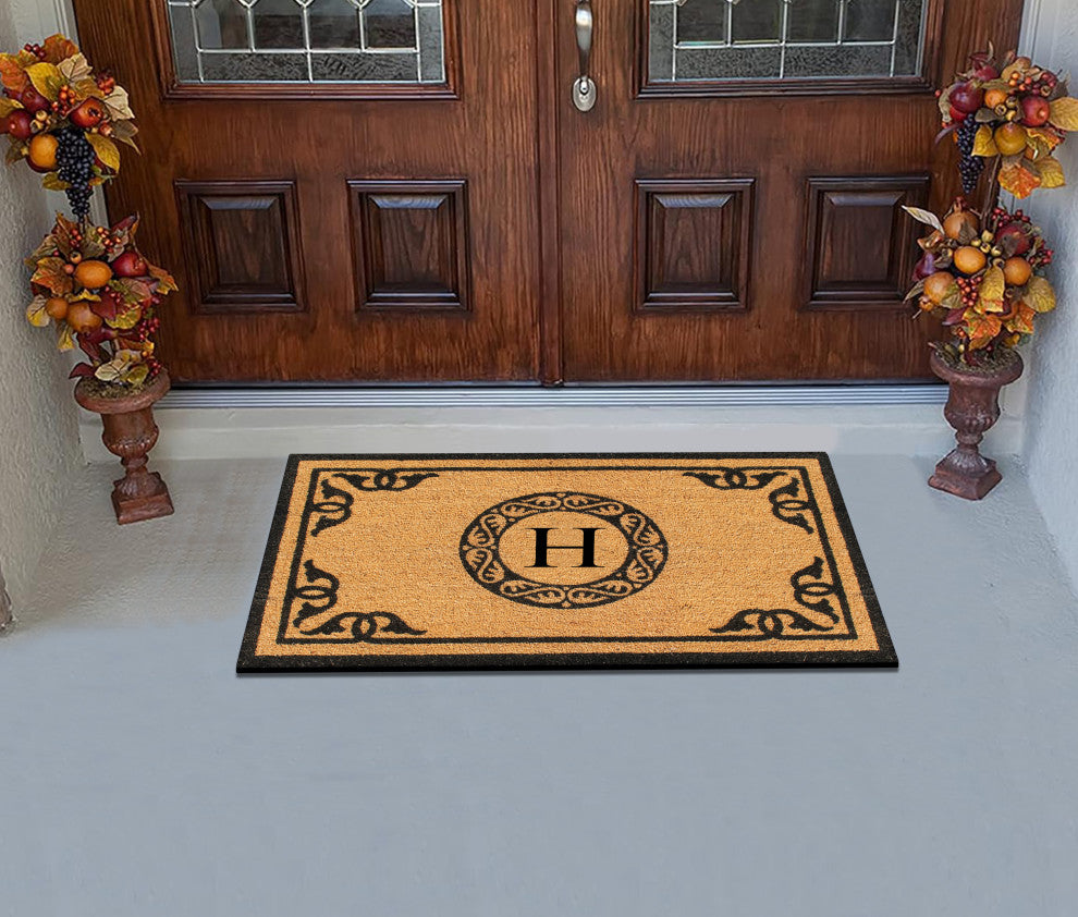 A1HC Hand-Crafted by Artisans Geneva Monogrammed Entry Doormat, 30"x48", H