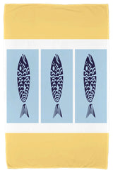 30"x60" Fish Chips, Animal Print Beach Towel, Yellow