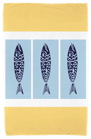 30"x60" Fish Chips, Animal Print Beach Towel, Yellow