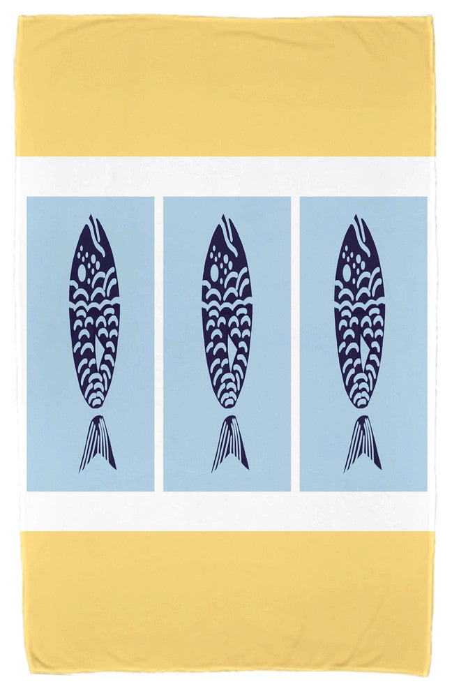 30"x60" Fish Chips, Animal Print Beach Towel, Yellow