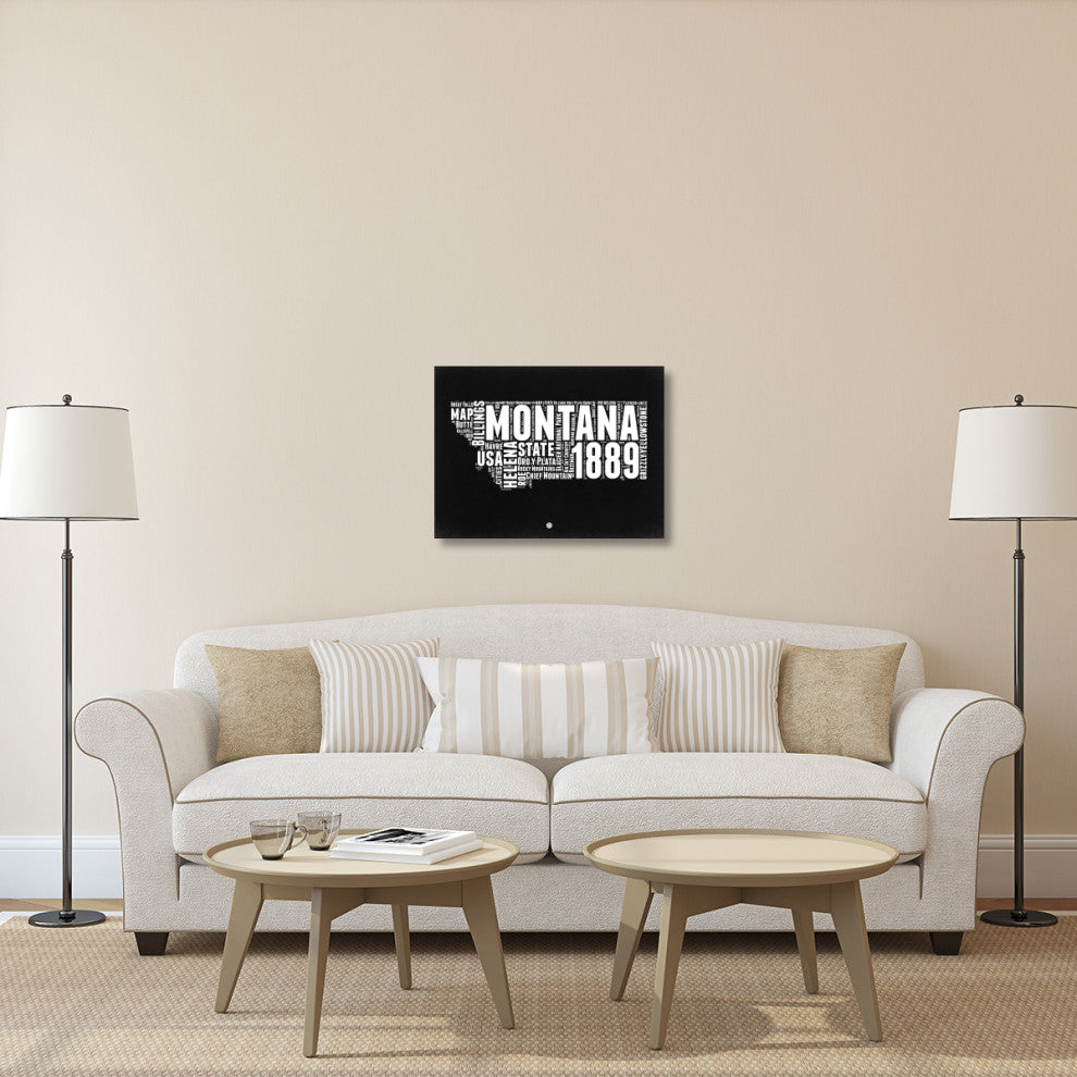"Montana Black and White Map" Fine Art Print