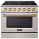 36" Slide-in Freestanding Gas Range & 5.2 Cu. Ft. Oven,6 Burners.Stainless Steel, Stainless Steel & Gold, 36"