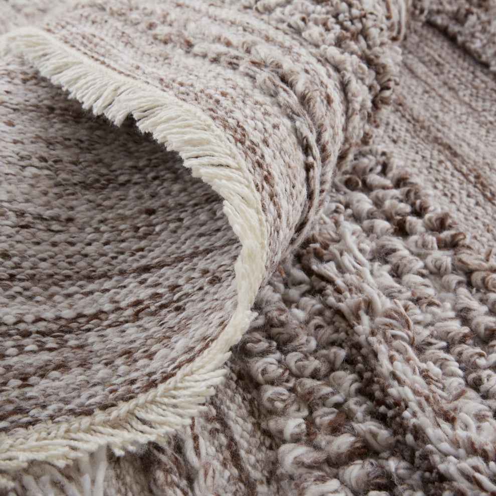 Weave & Wander Akton Shag Rug, Ivory/Rustic Brown, 2ft x 3ft Rug