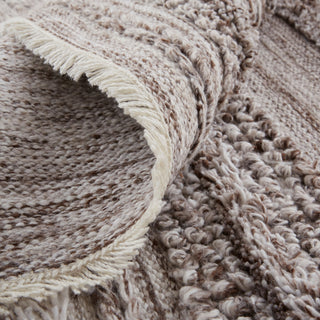 Weave & Wander Akton Shag Rug, Ivory/Rustic Brown, 2ft x 3ft Rug