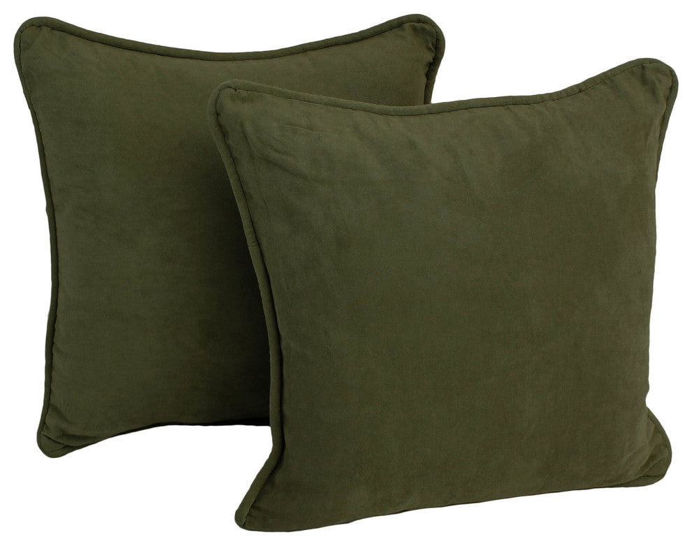 18" Double Corded Square Throw Pillows Inserts, Set of 2, Hunter Green