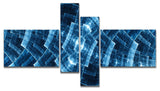 Blue Protective Metal Grids, Abstract Canvas Art Print, 60"x32", 4 panels