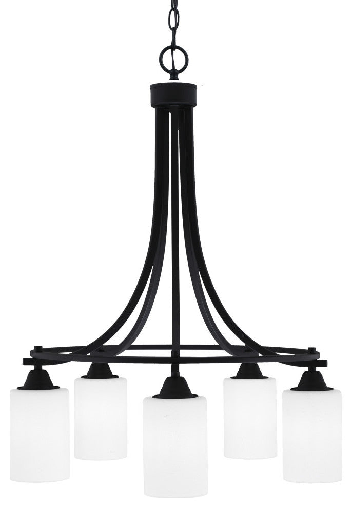 Paramount 5-Light Chandelier, Matte Black, 4" White Muslin Glass