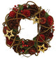 13" Country Rustic Artificial Floral and Berry Wreath With Stars, Unlit