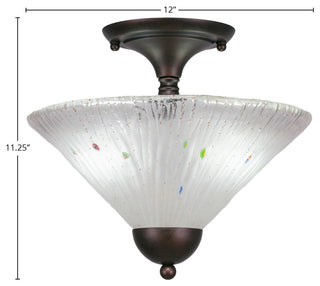 Semi-Flush 2-Light Semi-Flush Mount, Bronze/Frosted Crystal