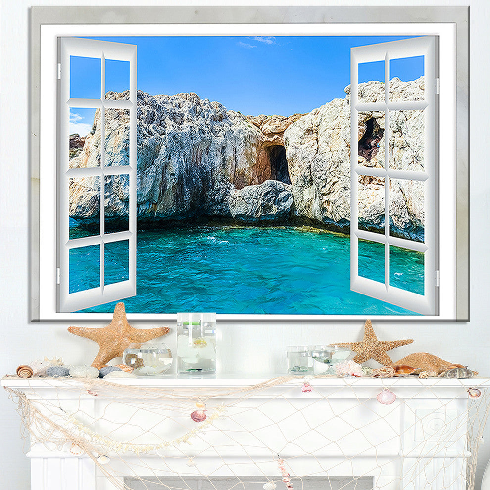 "Window Open To Sunny Summer Sea" Seashore Wall Art, 32"x16"