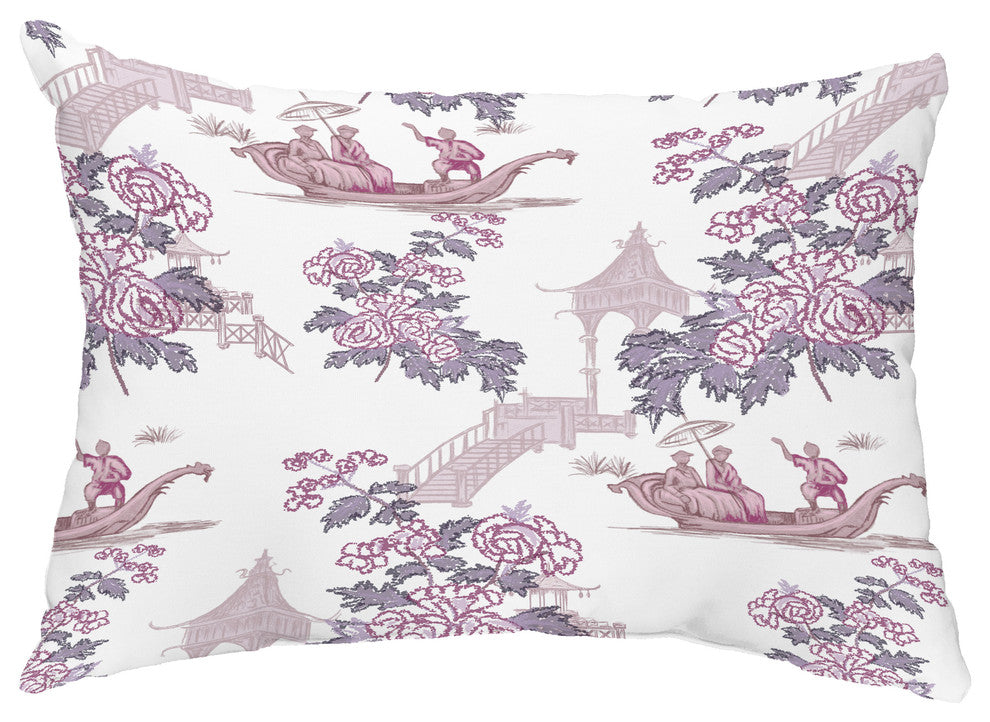 China Old 14"x20" Floral Decorative Outdoor Pillow, Purple