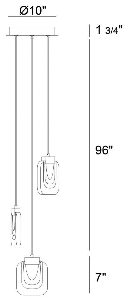 Contemporary Mini-Chandelier, Gold
