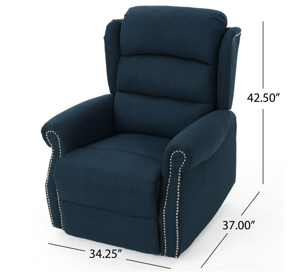 GDF Studio Desiree Tufted Fabric Power Recliner, Navy Blue