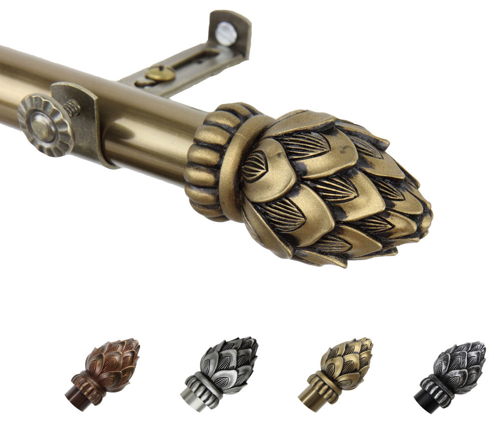 Bud Curtain Rod, Antique Brass, 28-48"