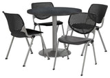 KFI Round 36" Dia. Pedestal Table - 4 Black KOOL Chairs - Graphite Top