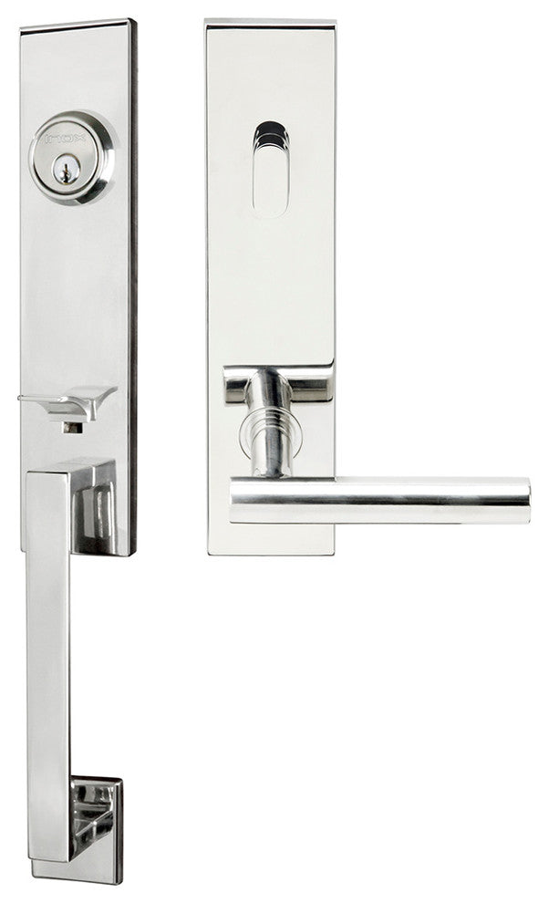 Copenhagen Lever, Tubular Entry Handleset, RHR, Polished Stainless Steel
