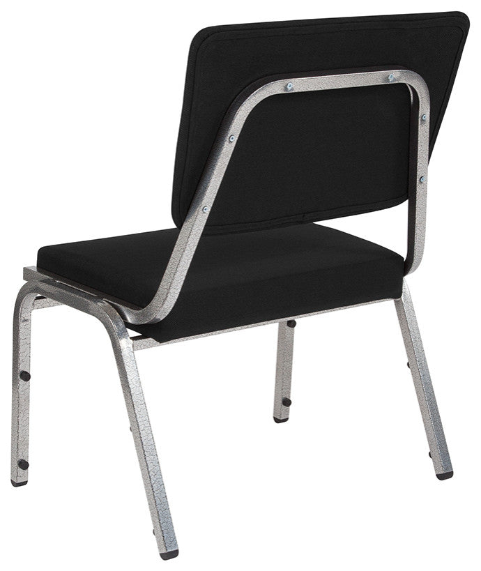 Black Antimicrobial Fabric Bariatric Chair With Panel Back and Silver Vein Frame