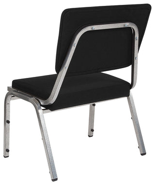Black Antimicrobial Fabric Bariatric Chair With Panel Back and Silver Vein Frame