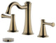 Konya Double Handle Gold Widespread Faucet, Drain Assembly With Overflow