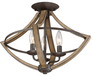 Quoizel SHR1716 Shire 3 Light 16-1/2"W Semi-Flush Ceiling Fixture - Rustic