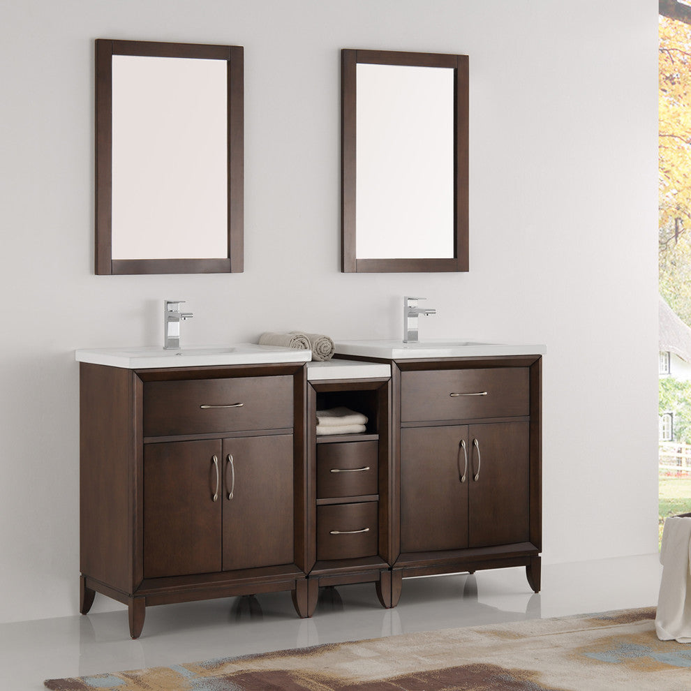 Cambridge 60" Antique Coffee Double Sink Traditional Bathroom Vanity, FFT3811CH