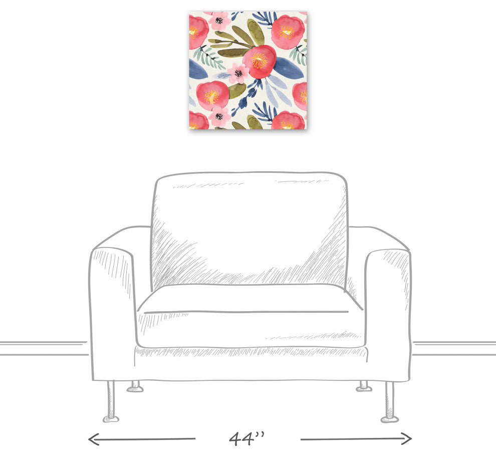 Blush Floral Pattern 16x16 Canvas Wall Art