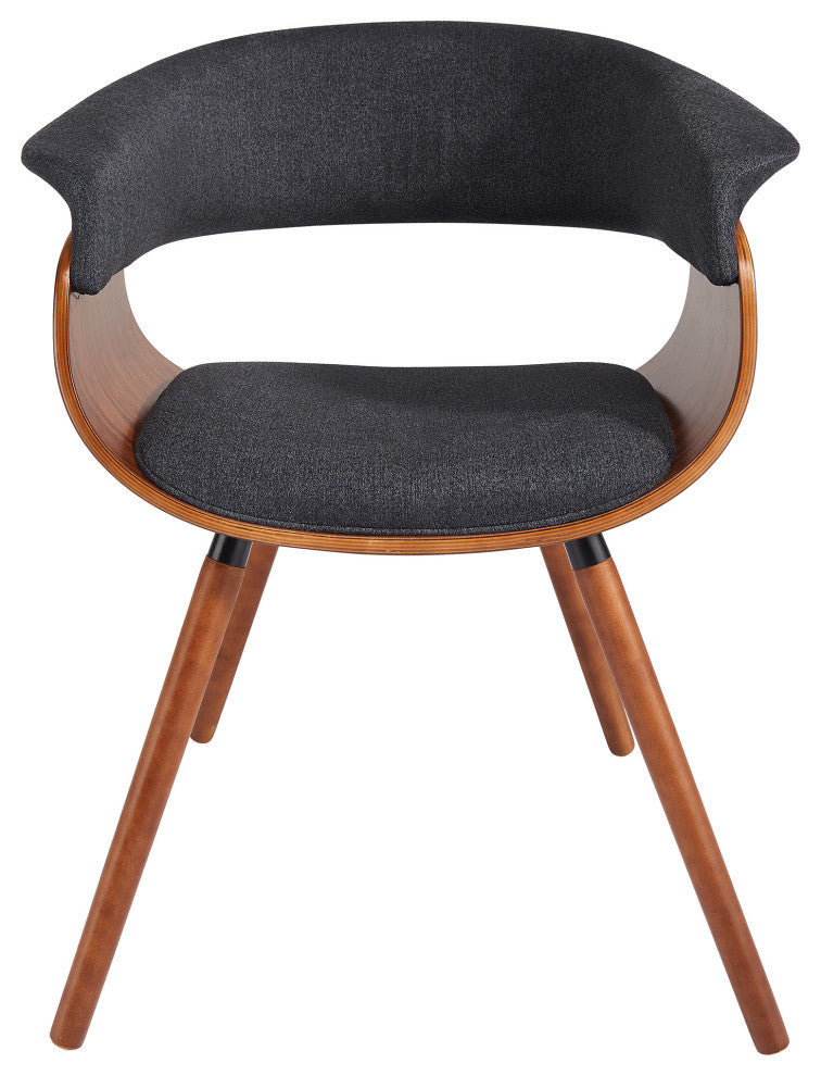 Mid-Century Fabric and Bentwood Accent/Dining Chair, Charcoal and Walnut