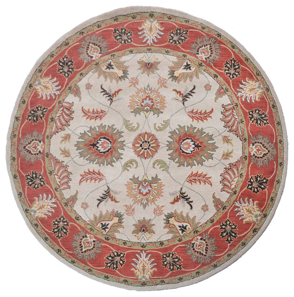 HAND TUFTED WOOL ECO-FRIENDLY AREA RUGS - Beige&Red Color, Oriental Design