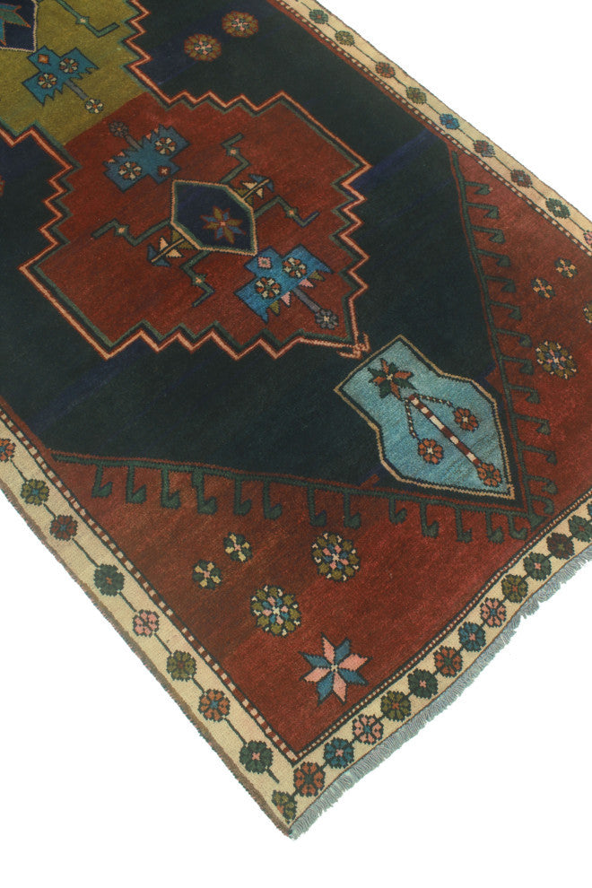 Fine Vintage Distressed Sekayi Charcoal/Burgundy Runner, 3'3x13'0