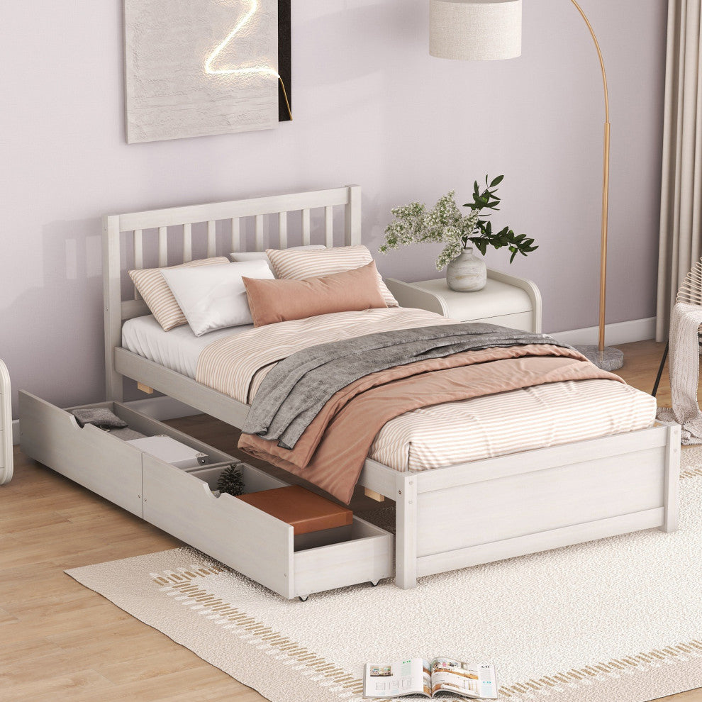 Gewnee Modern Design Wooden Twin Size Platform Bed