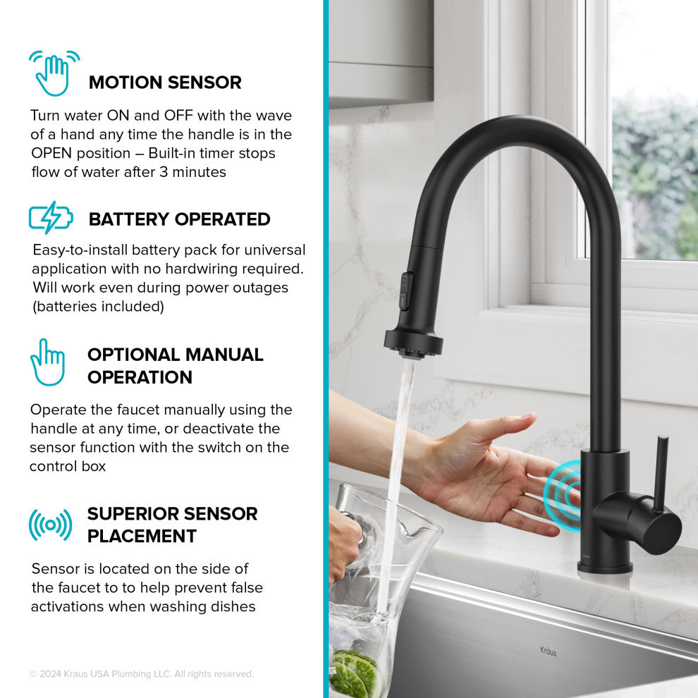 Bolden Sensor 2-Function Pull-Down 1-Handle Kitchen Faucet, Matte Black