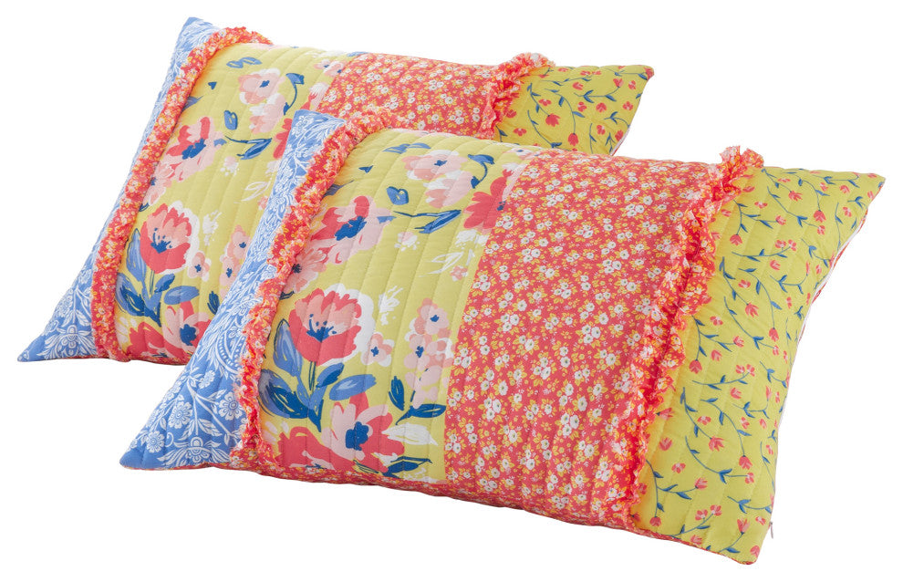Benzara BM280444 Microfiber Twin Quilt Set, Bohemian Floral Pattern, Multicolor