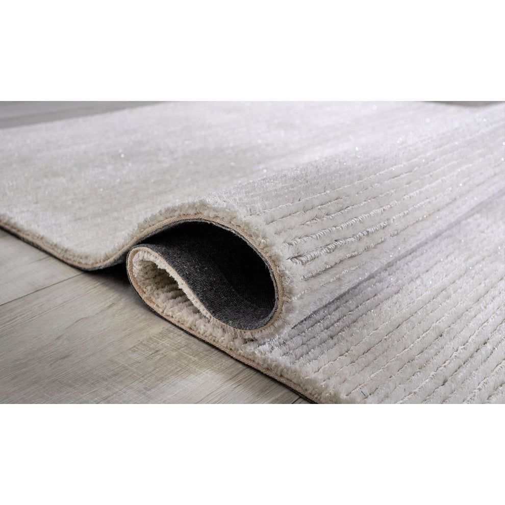 2" x 8" White Modern Shimmery Runner Rug