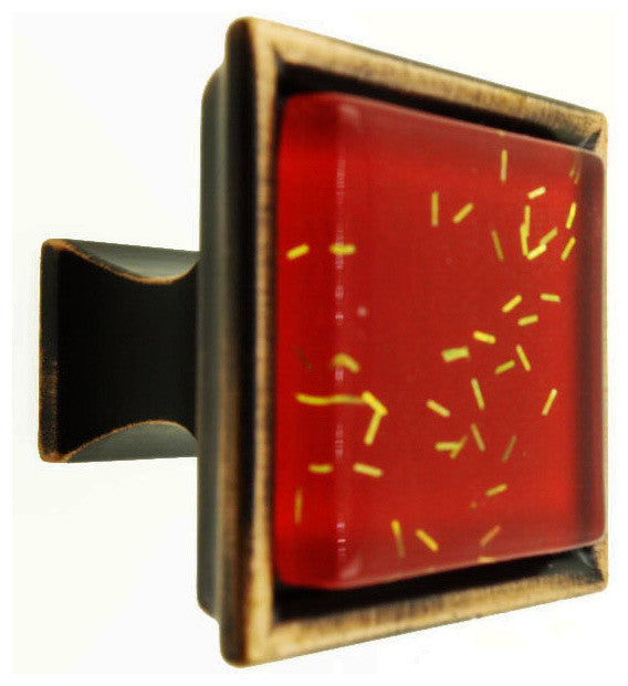 Red Iridescent Comet Crystal Glass Oil Rubbed Bronze Madison Classic Knob
