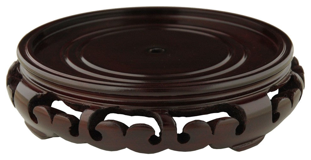 Rosewood Carved Pedestal Stand, 7" Base Diameter