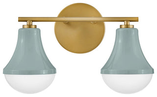 Lark Haddie 14.5" Modern Two-Light Bath Vanity, Seafoam + Lacquered Brass