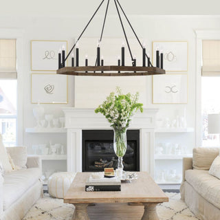 16-Light Octagonal Chandelier, California Walnut/Classic Black