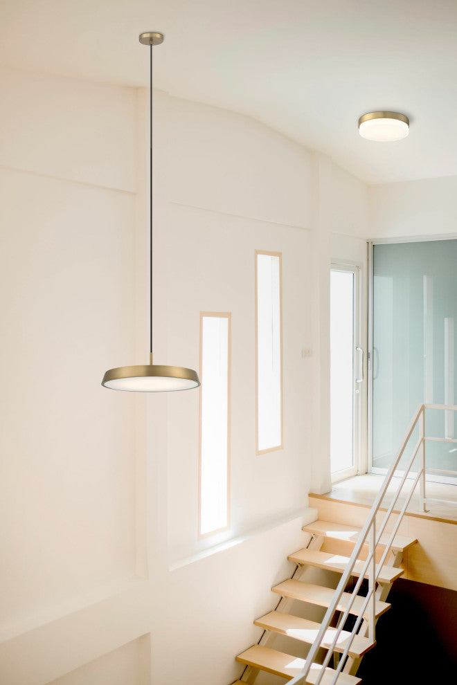 Access Lighting 20825LEDD/OPL Roma 11"W LED Flush Mount Drum - Antique Brushed