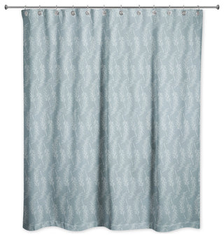 Soft Blue Leaf Pattern 71x74 Shower Curtain
