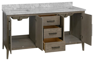 Parisian 72" Bathroom Vanity, Gray Oak, Carrara Marble