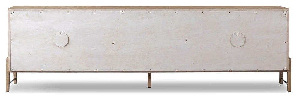 Rosedale Media Console Yucca Oak Veneer, Chaps Sand, Gunmetal