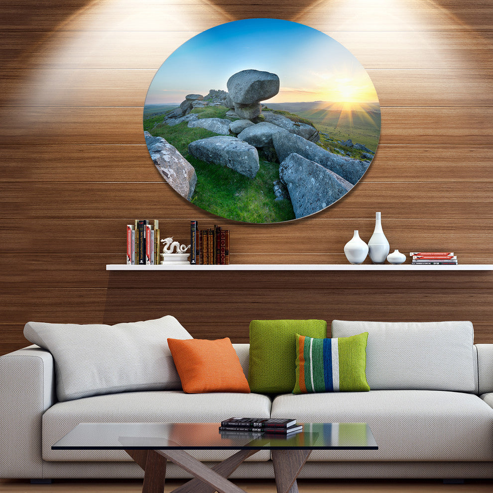 Bodmin Moor Moorland In Cornwall, Landscape Round Metal Wall Art, 38"
