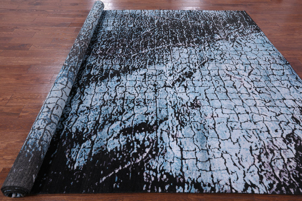 Abstract Hand Knotted Wool and Silk Rug 8' 0" X 10' 0"- Q5973