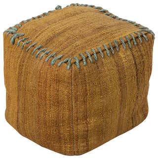 Surya Woodstock Mustard Pouf 18"H X 18"W X 18"D