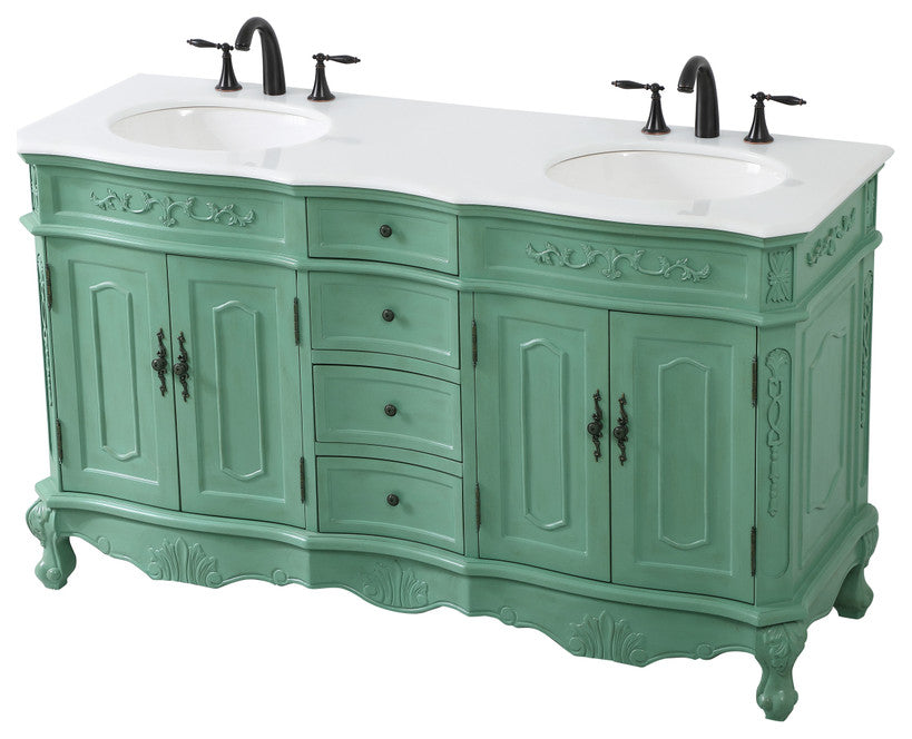 72" Double Bathroom Vanity, Teak