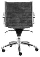 Dirk Low Back Office Chair, Gray Velvet With Chromed Steel Base