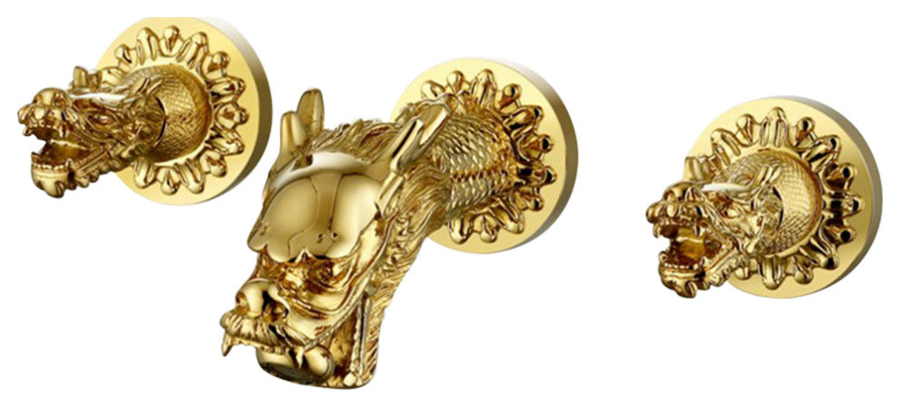 Polished Gold Wall Mount Dragon Lavatory Faucet