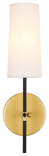 Mel 1 Light Wall Sconce in Brass & Black & White Shade